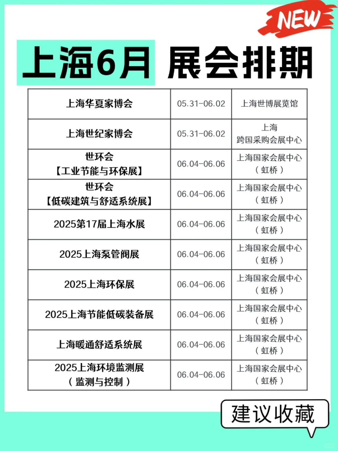 上海6月展会排期