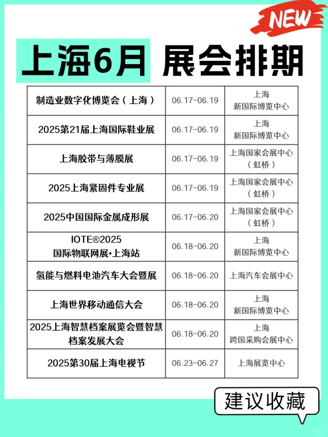 上海6月展会排期