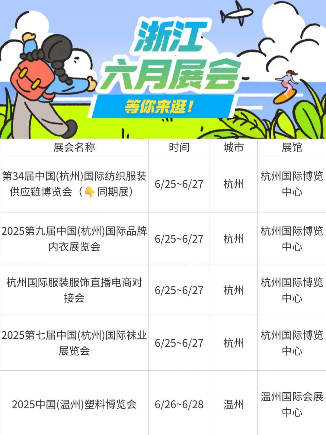 六月浙江展会合集?（含多个城市）