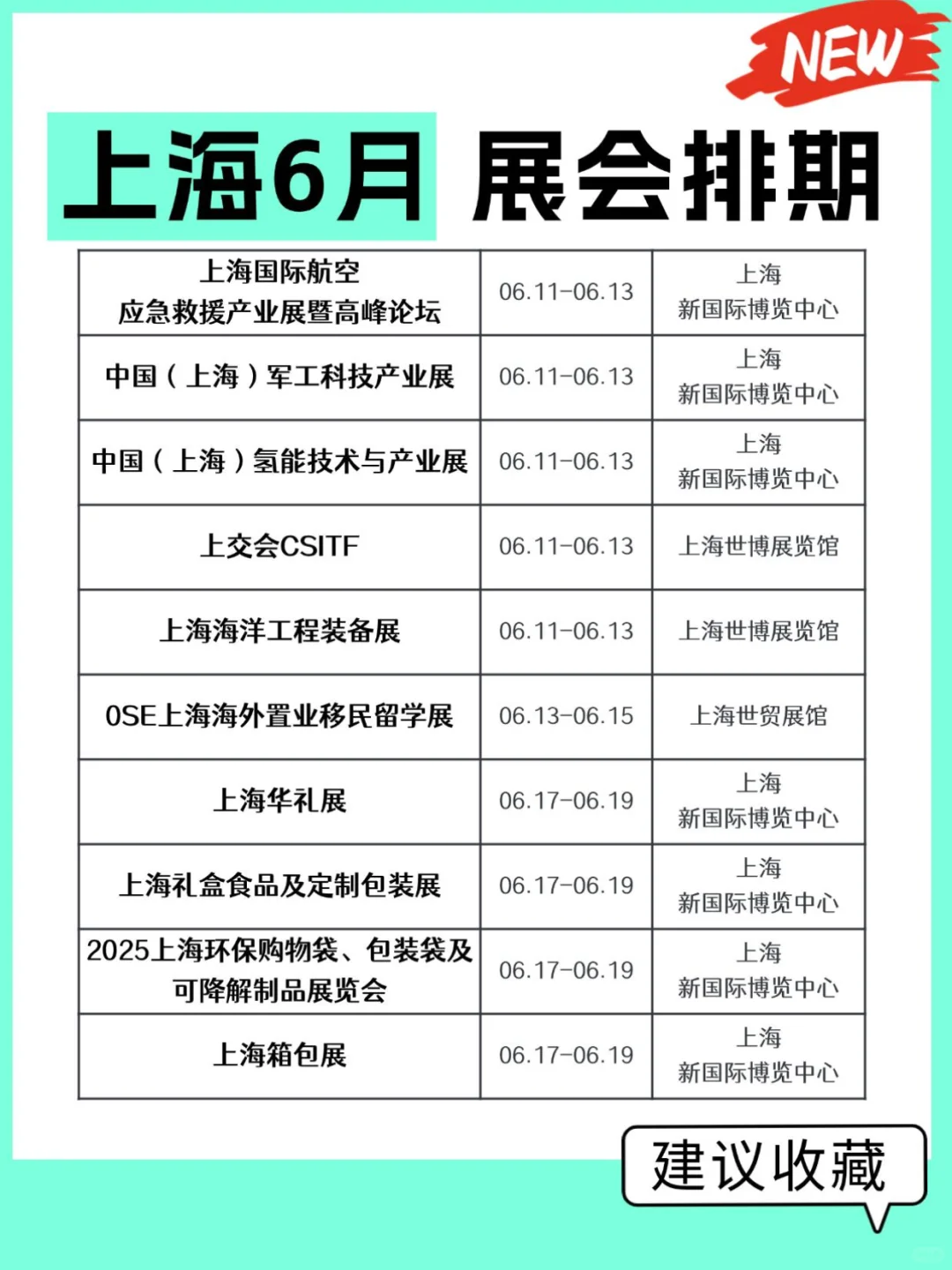 上海6月展会排期
