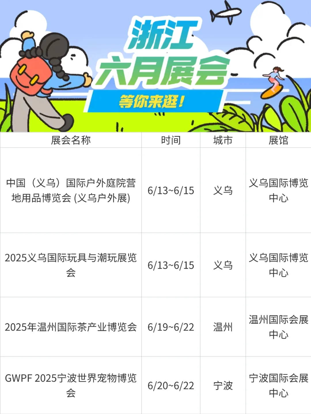 六月浙江展会合集?（含多个城市）