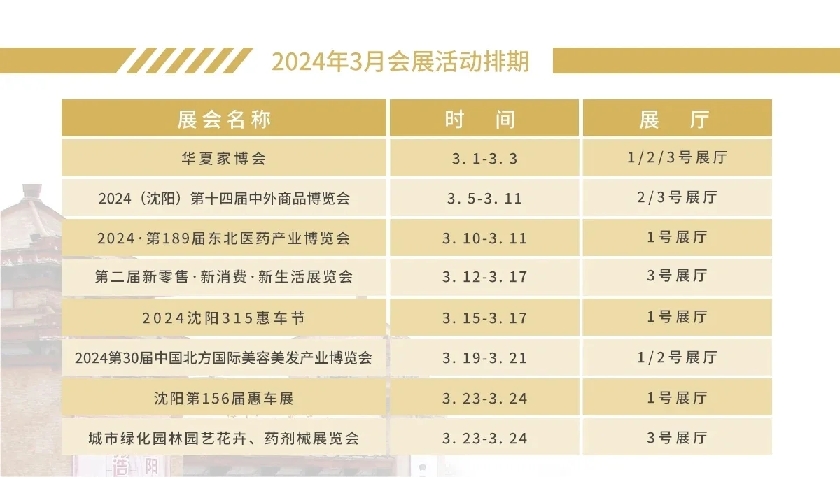 辽宁工业展览馆3月展会计划