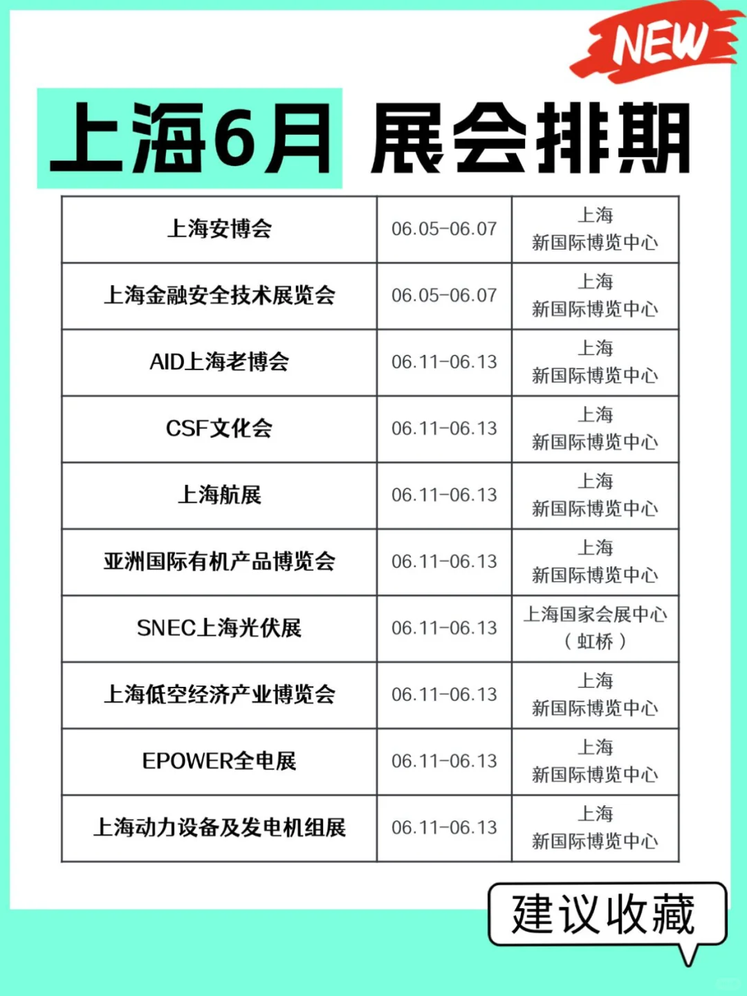 上海6月展会排期