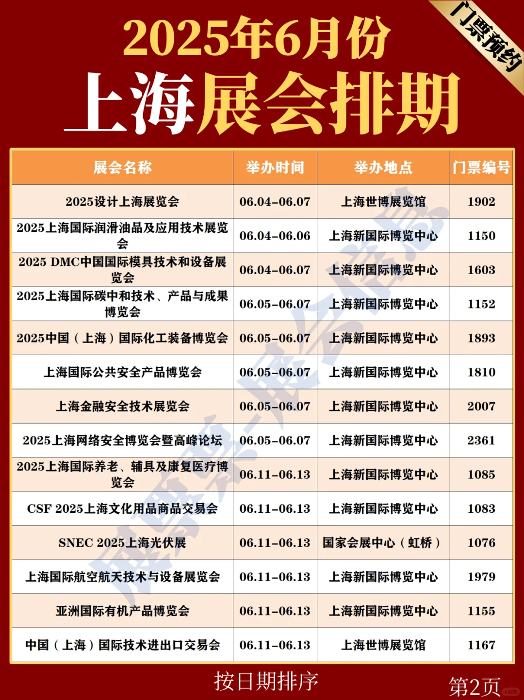 上海展会 | 2025年6月展览排期表（共67场）