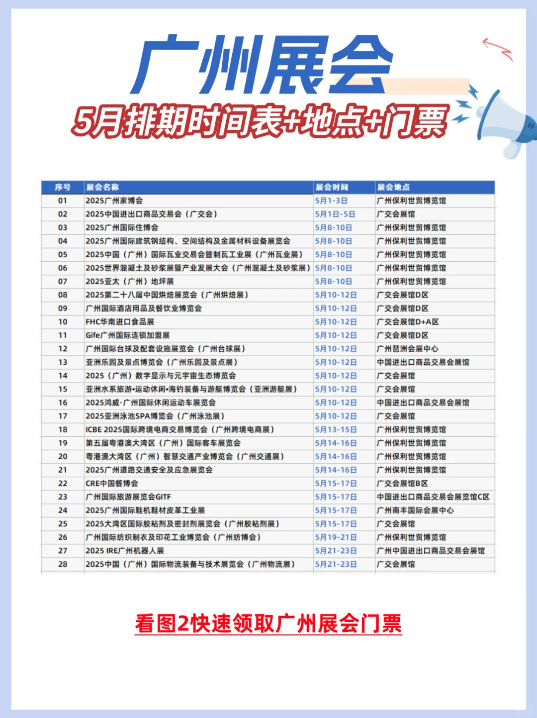 5月广州展会排期表（时间+地点+门票