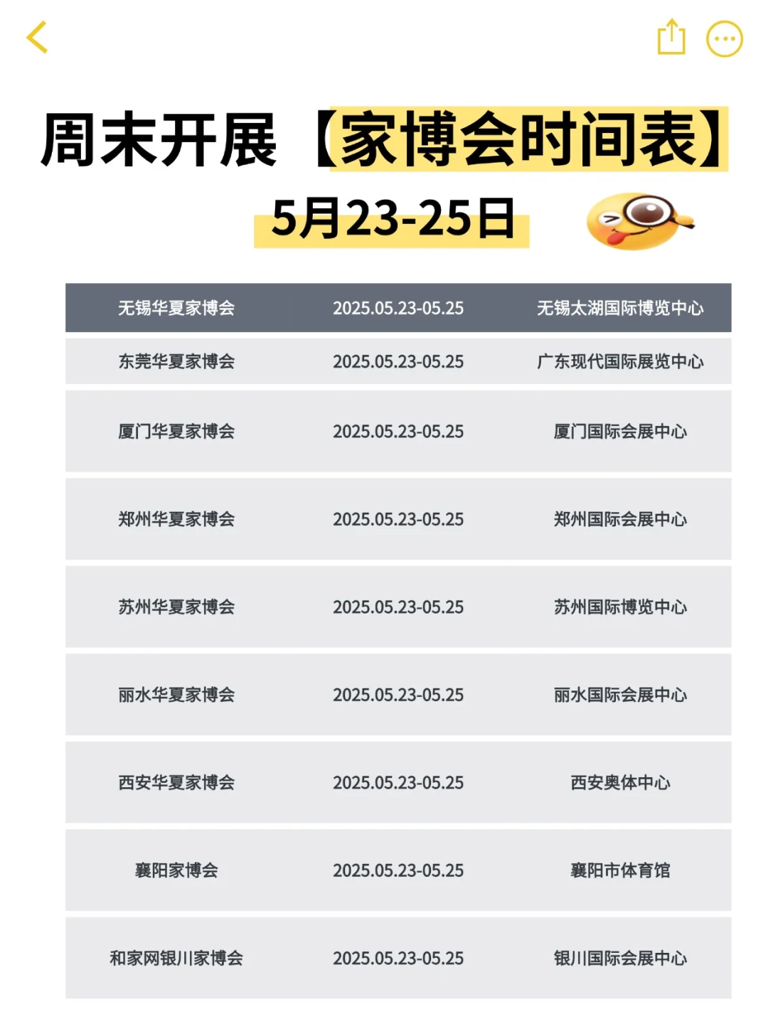 本周末【5月23-25日】开展！全国家博会排期