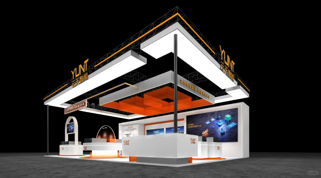 技术贴，橙色搭配做出科技感展台?