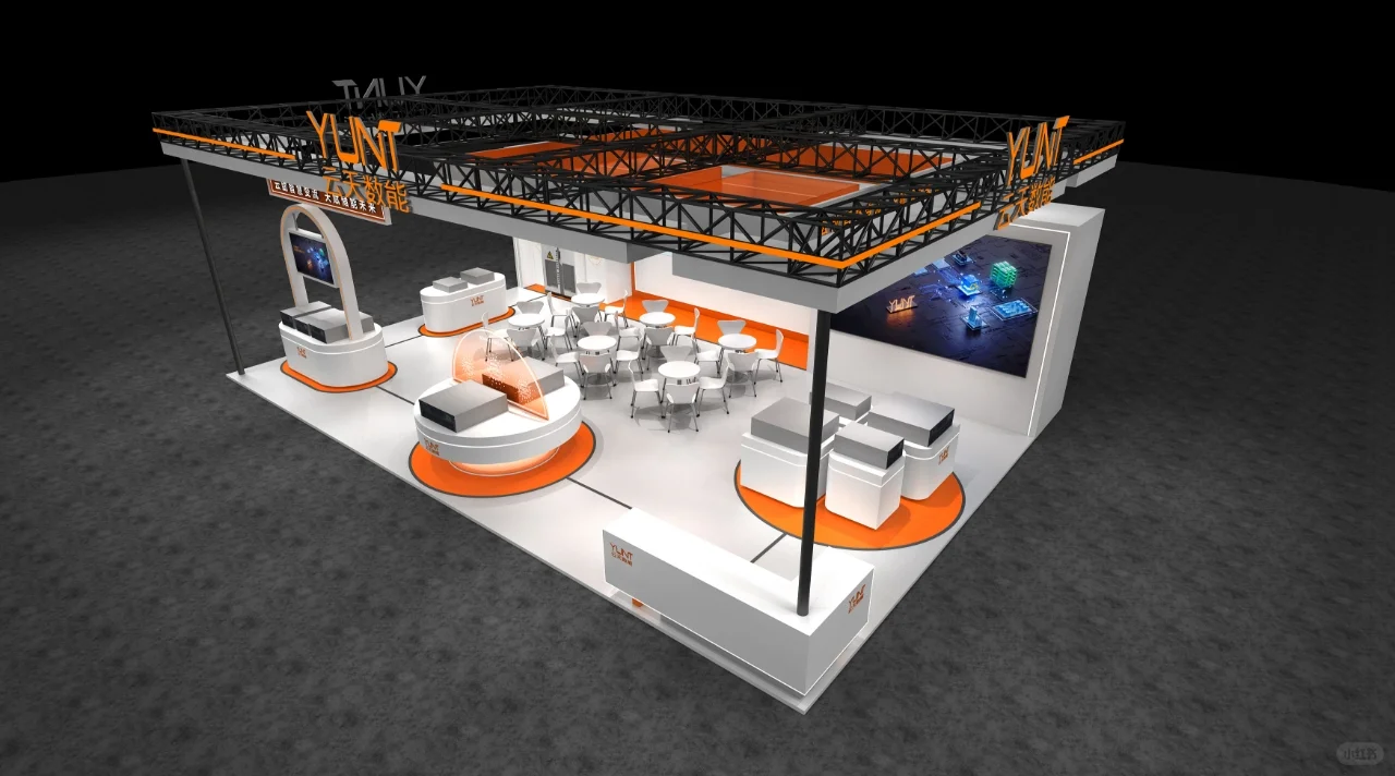 技术贴，橙色搭配做出科技感展台?