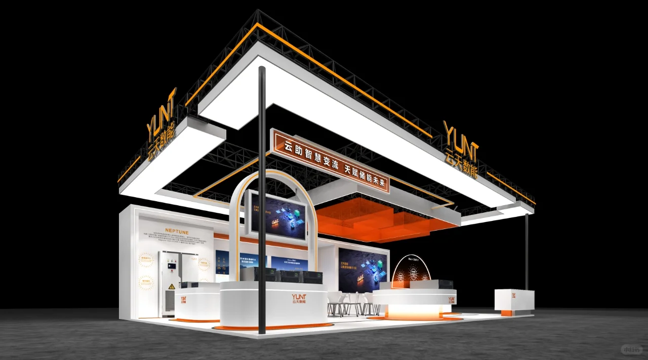 技术贴，橙色搭配做出科技感展台?