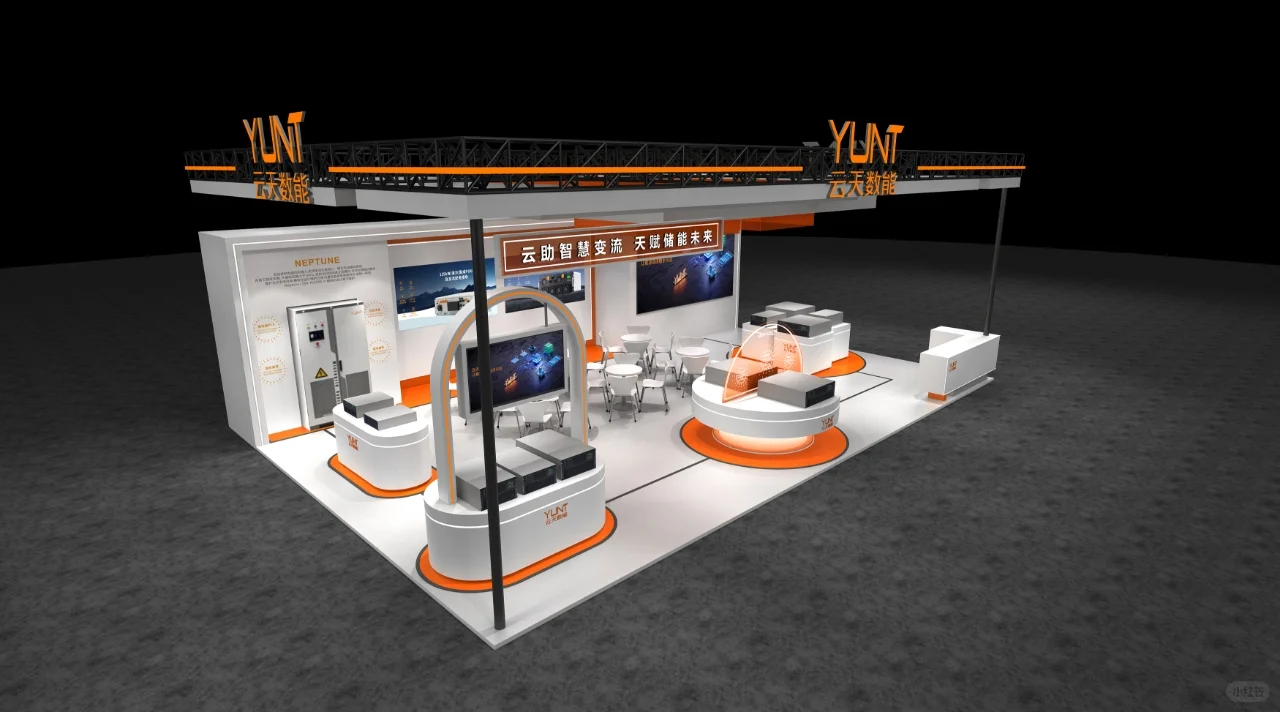 技术贴，橙色搭配做出科技感展台?