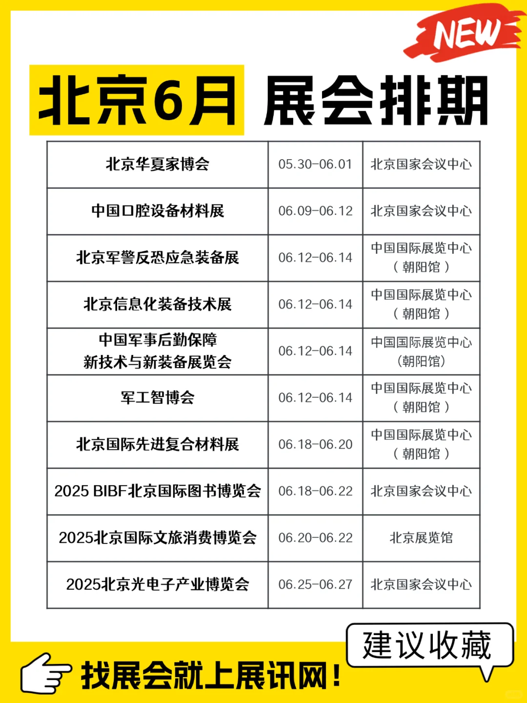【北京6月展会排期】时间+地点+门票