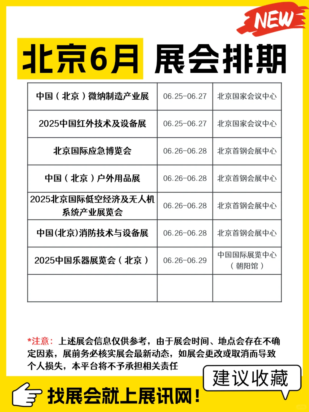 【北京6月展会排期】时间+地点+门票