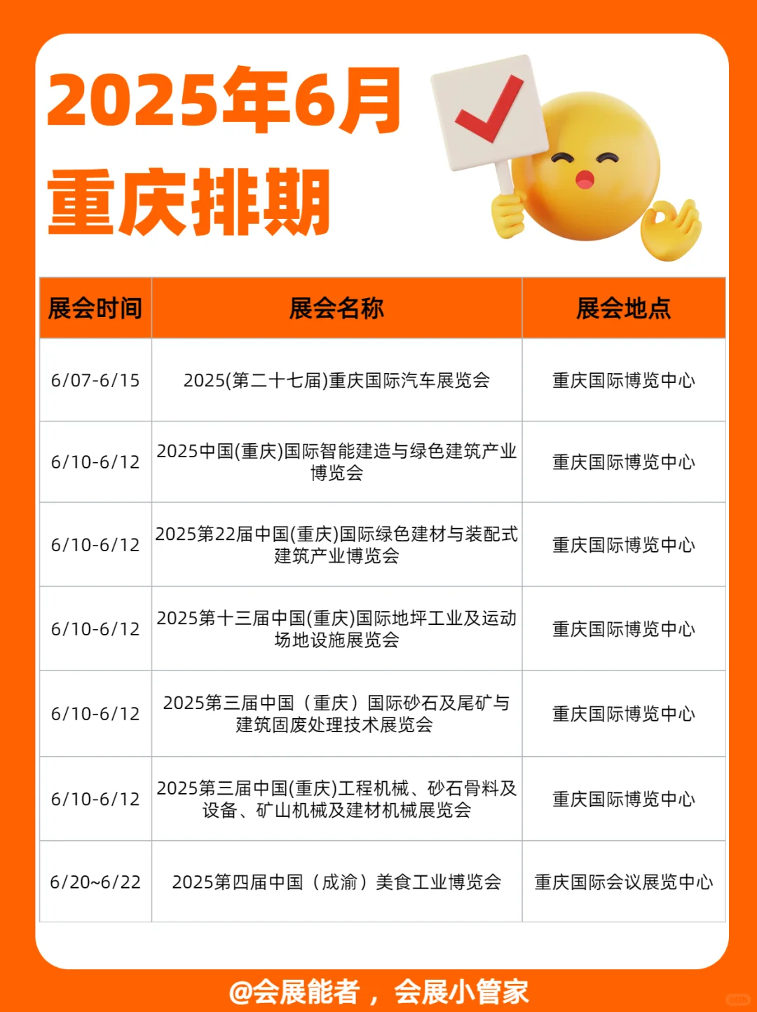 6月重庆展会排期来啦~