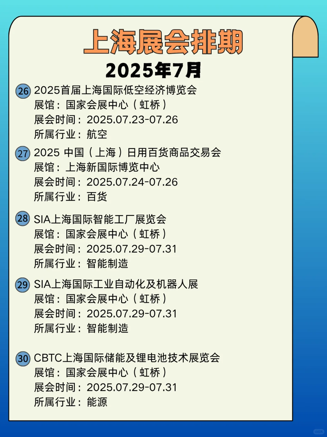 2025年7月上海展会信息+展会门票一起来看看