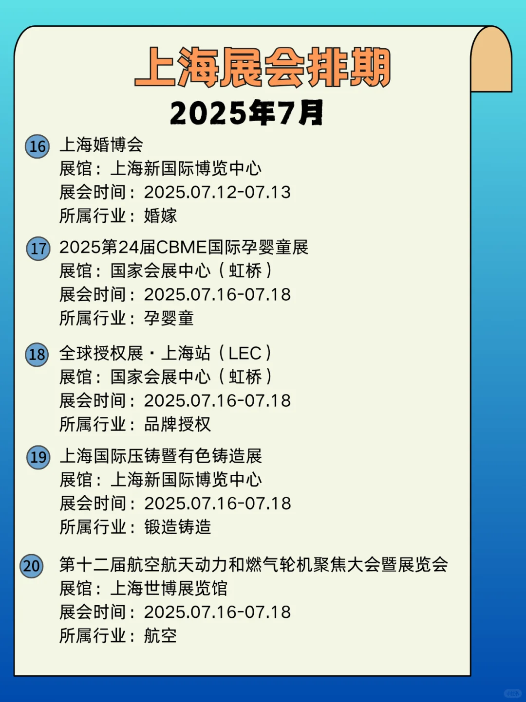 2025年7月上海展会信息+展会门票一起来看看