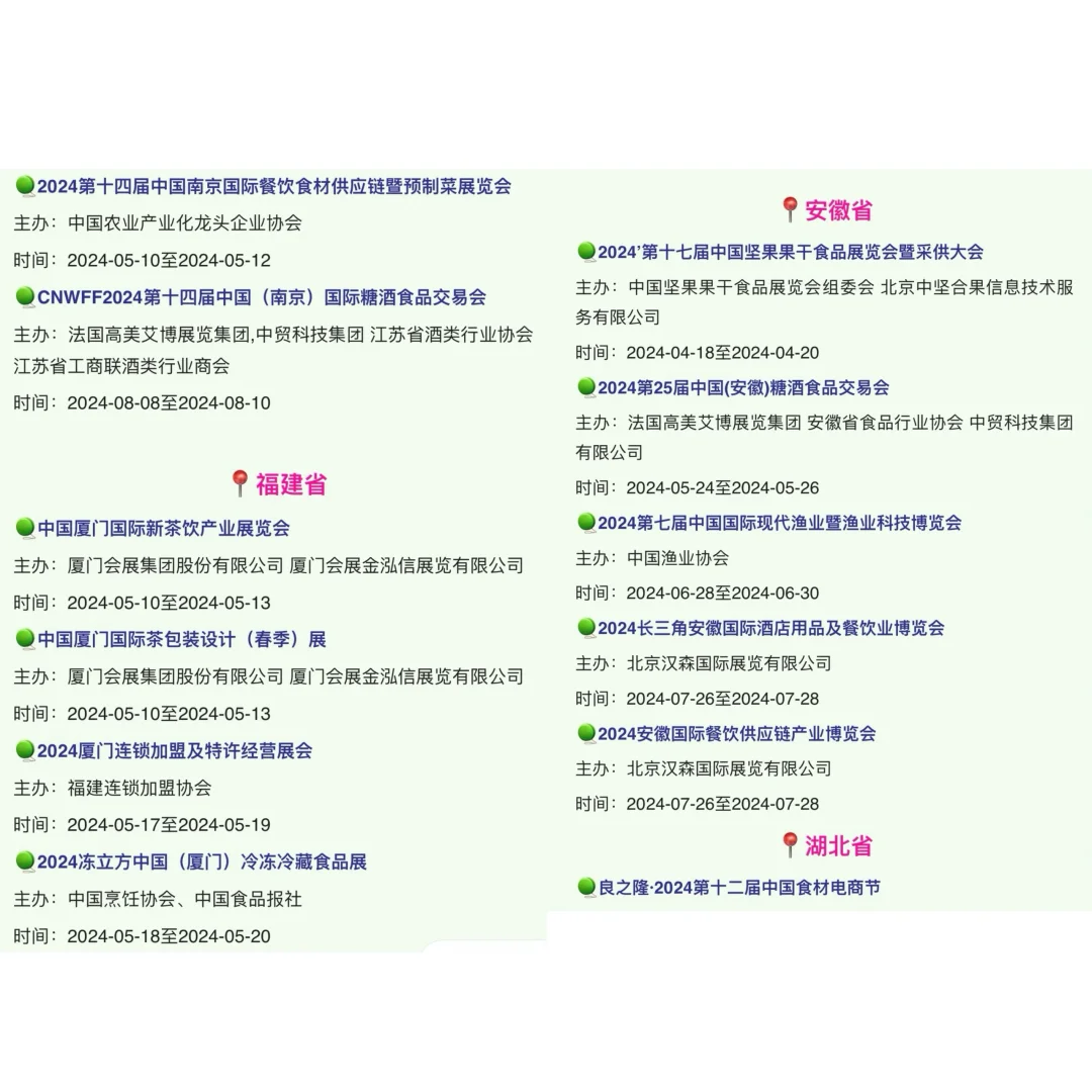 ?#2024全国食品展# 最全展会清单都在这儿