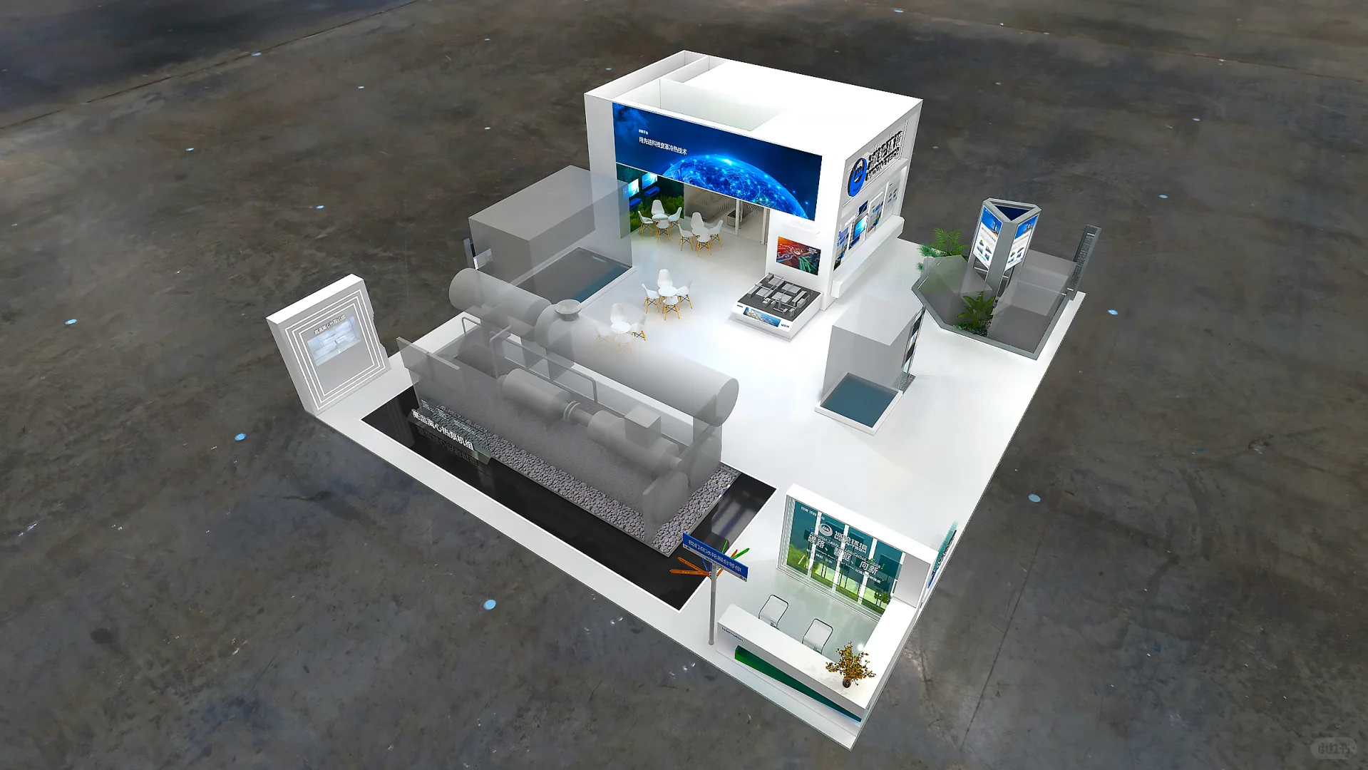 蓝色系展台设计分享、蓝色展台设计