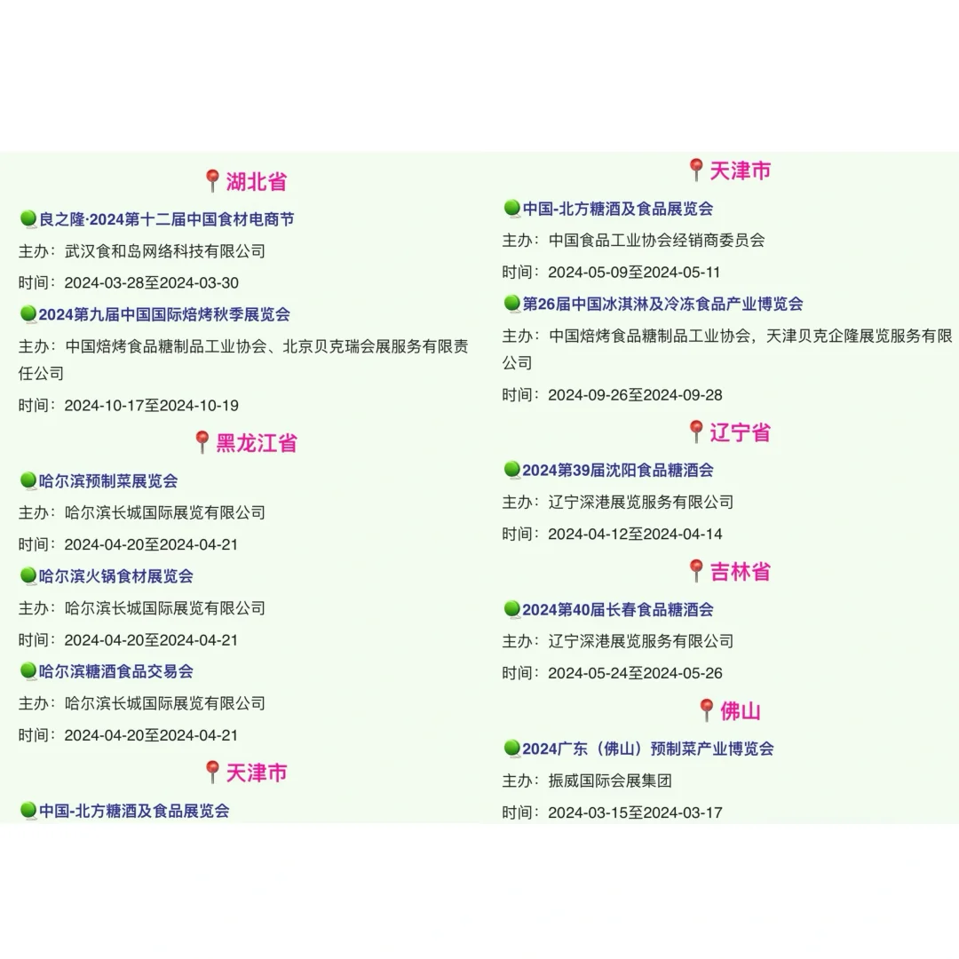 ?#2024全国食品展# 最全展会清单都在这儿