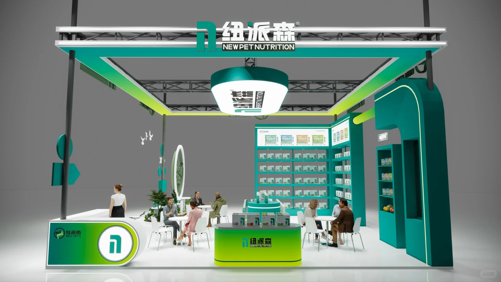 ?展会设计｜宠物展 绿白渐变超吸睛!