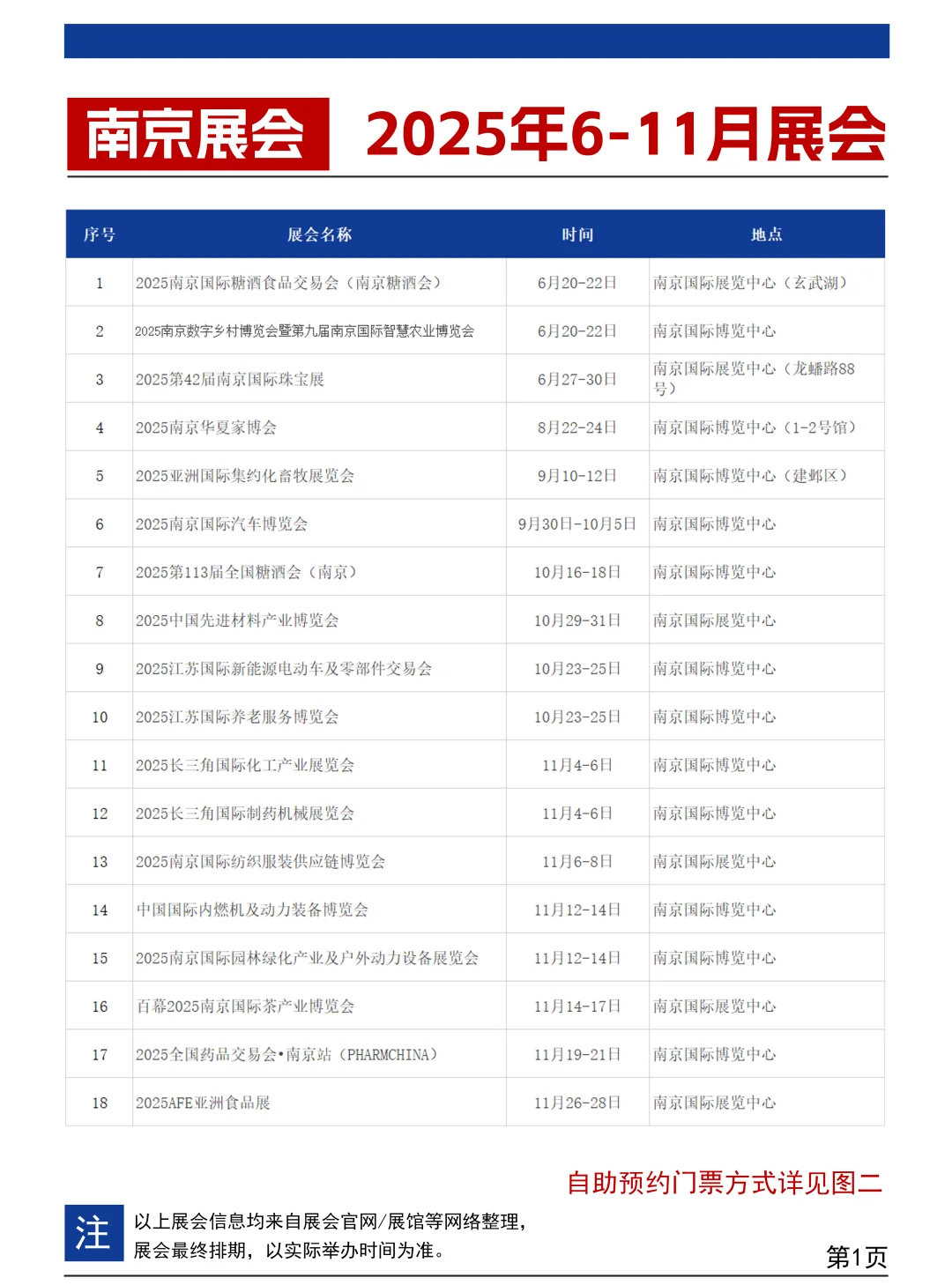 最新！南京展会2025排期一览表