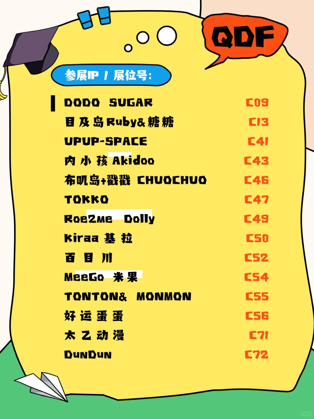 上海千岛·QDF展会 展位号大全！完整版