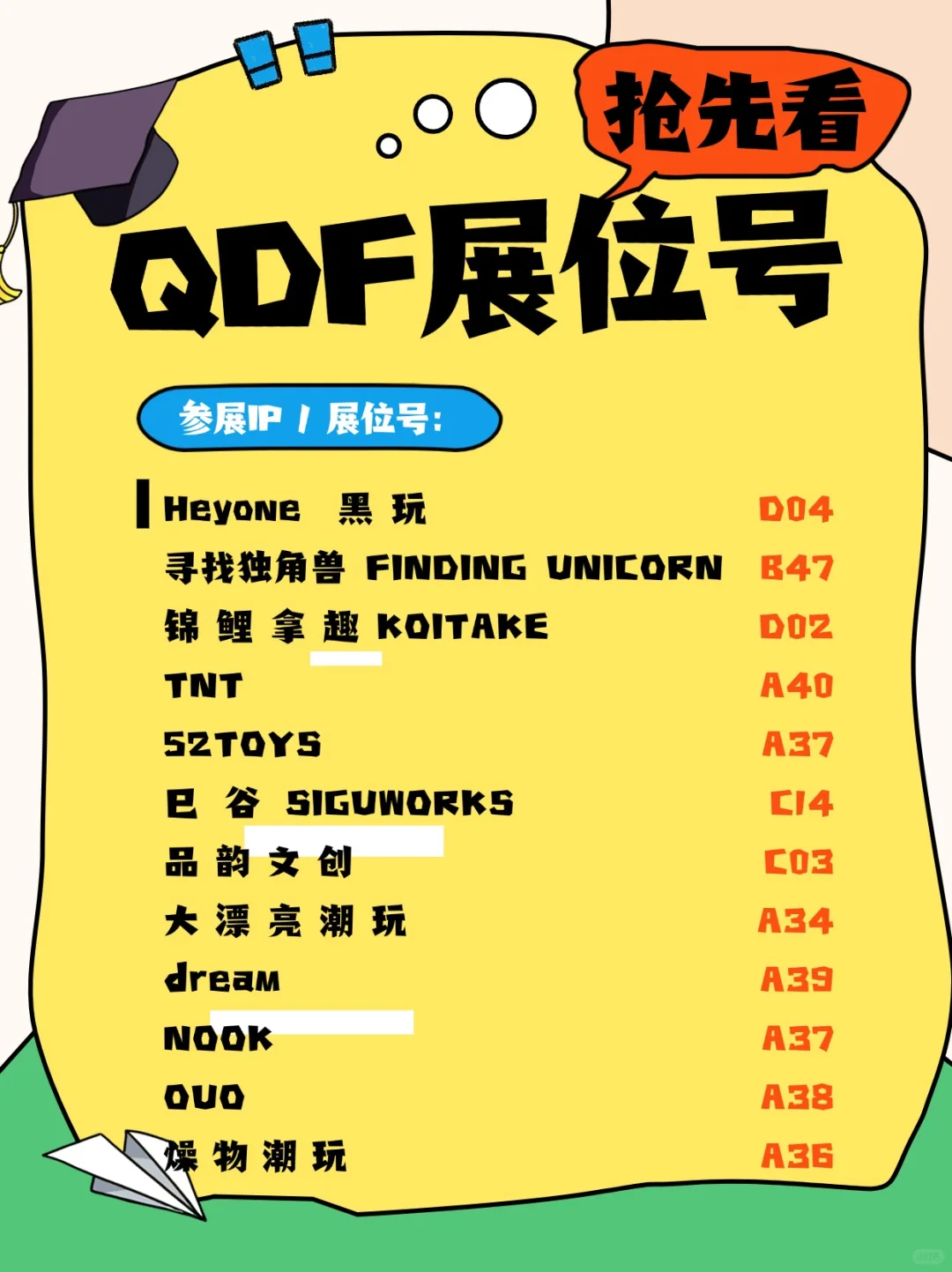 上海千岛·QDF展会 展位号大全！完整版