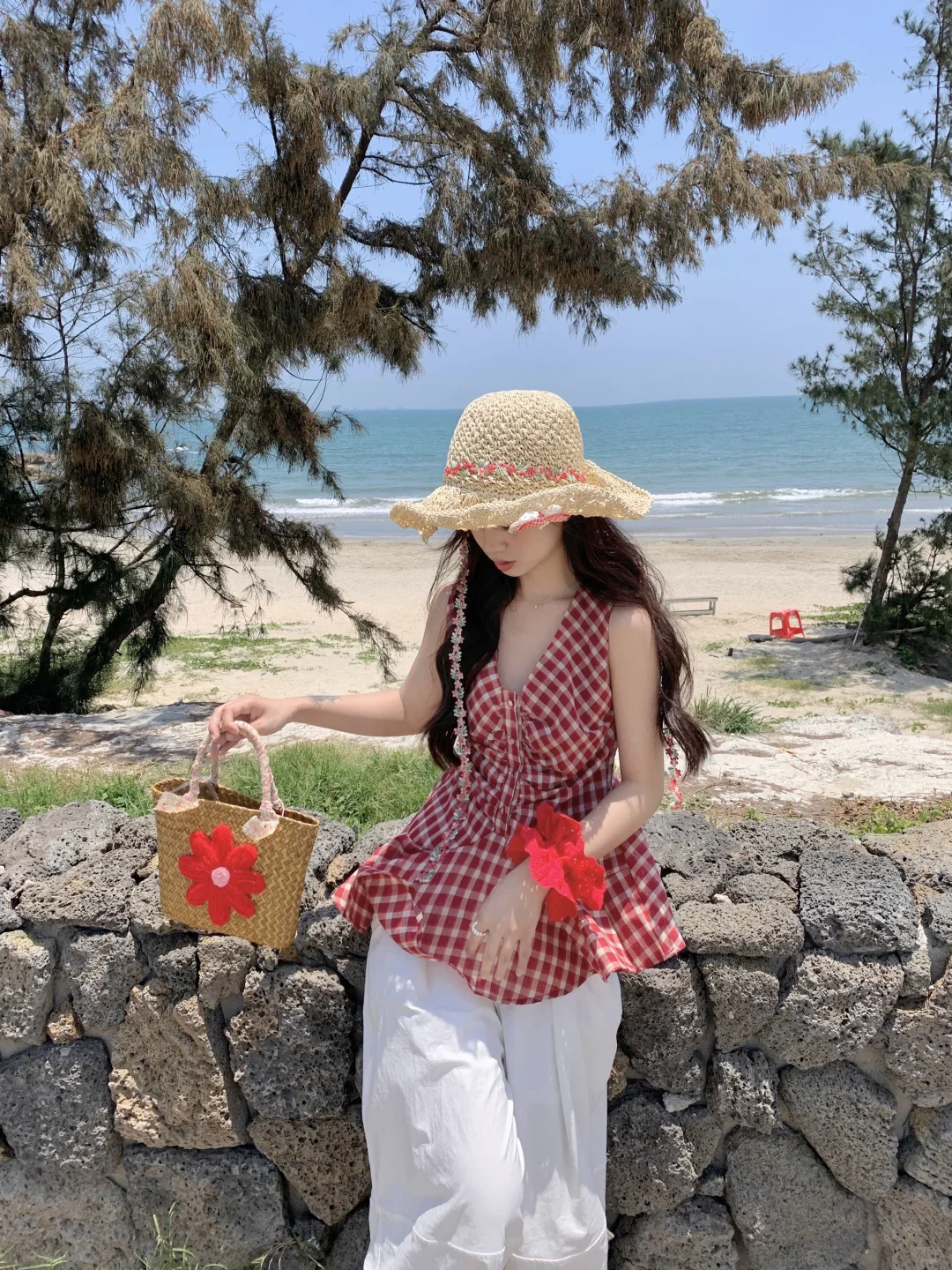 海风+红格子=100%出片率！