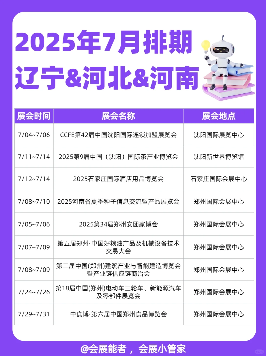 7月辽宁&河北&河南展会排期来喽~