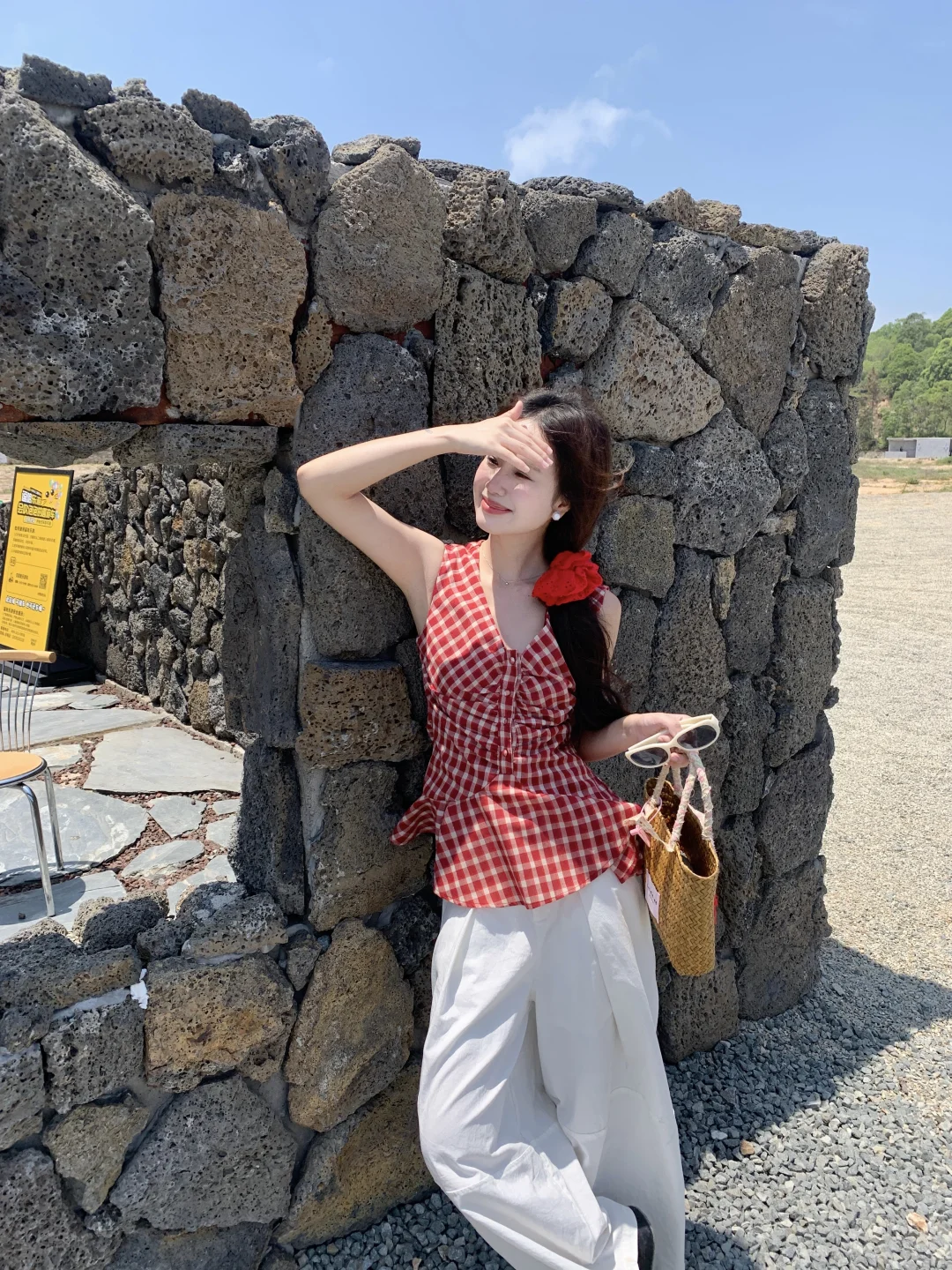 海风+红格子=100%出片率！