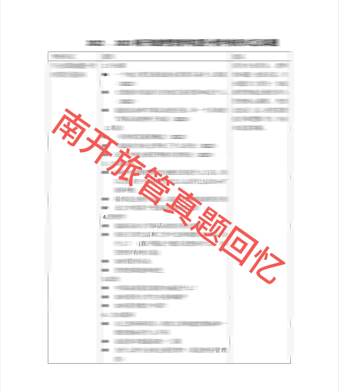 南开旅游会展管理入营已出（出真题）