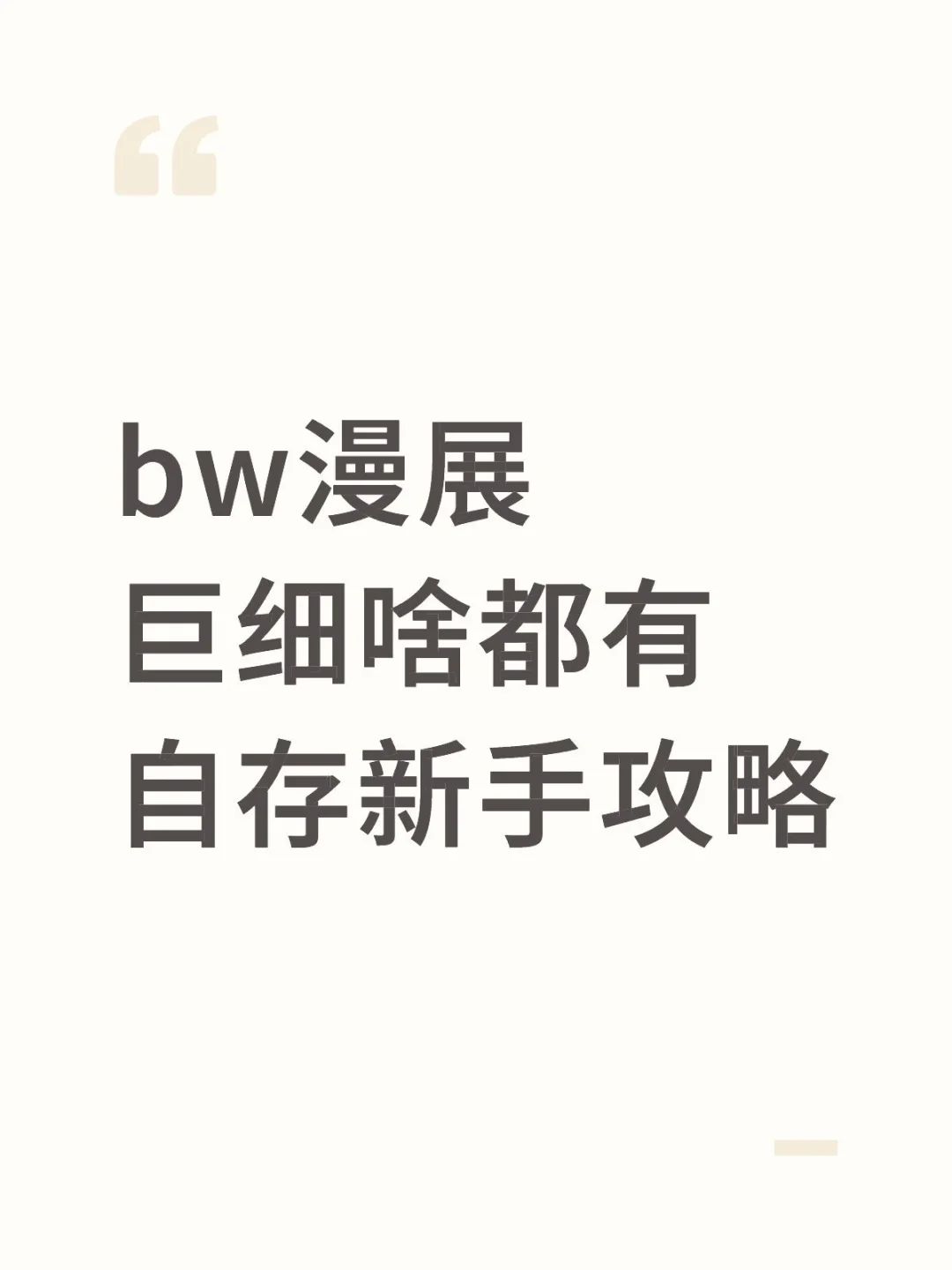 bw漫展巨细啥都有自存新手攻略