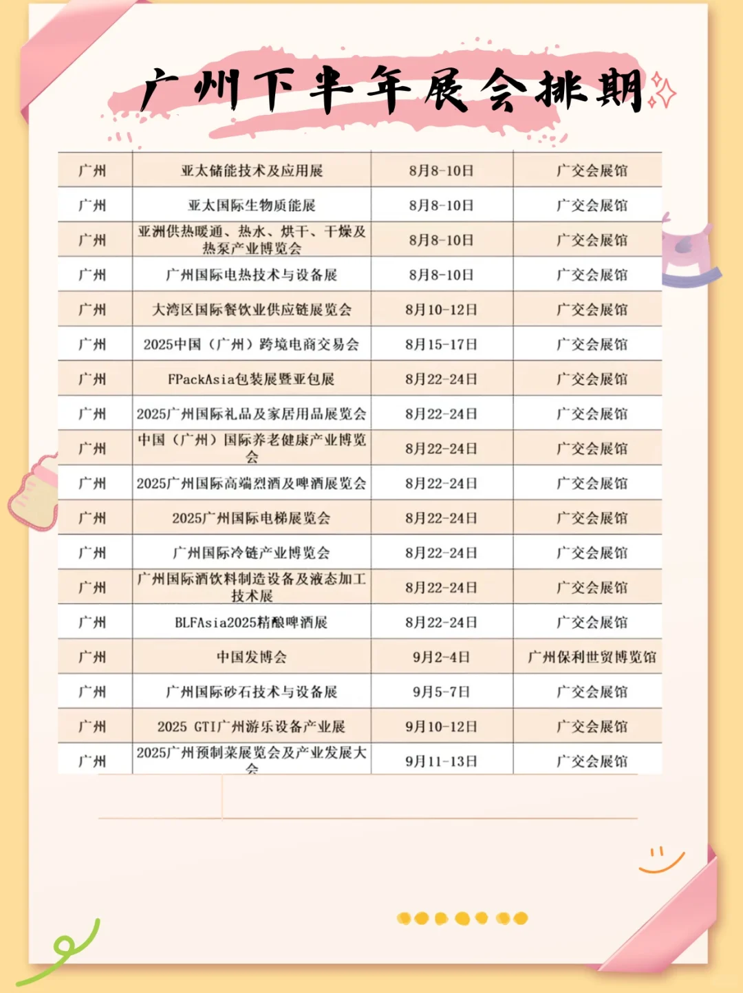 全国展会排期 | 下半年展会一览表