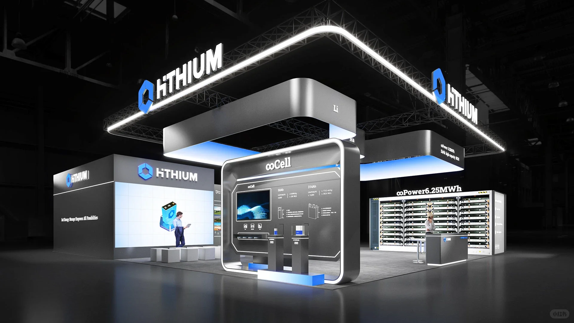 能源储能展黑色展台?简洁未来科技感爆棚！
