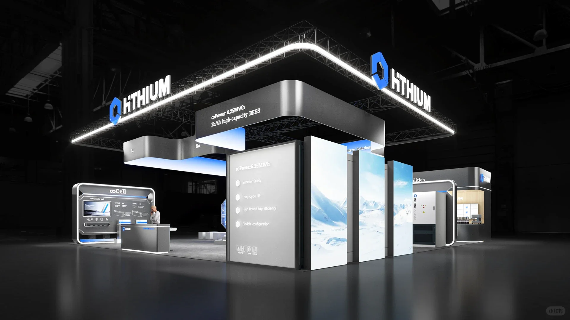 能源储能展黑色展台?简洁未来科技感爆棚！