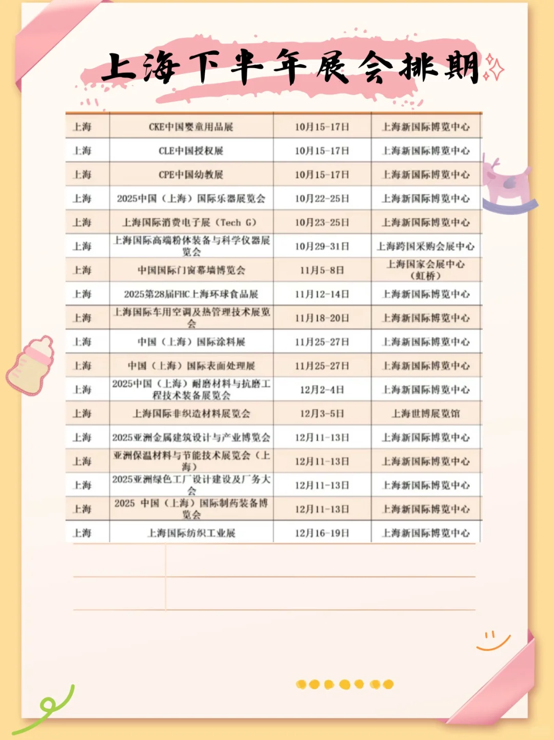 全国展会排期 | 下半年展会一览表