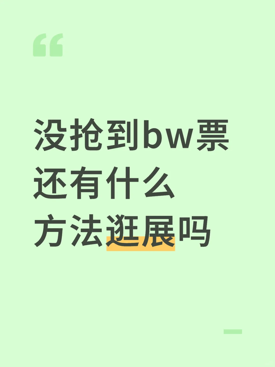 没抢到bw门票 但还是想体验氛围