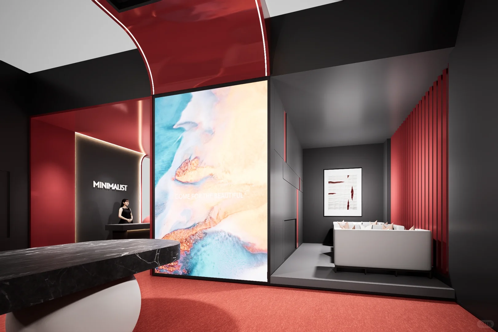 轻奢红配黑,展览展会展台设计策划搭!