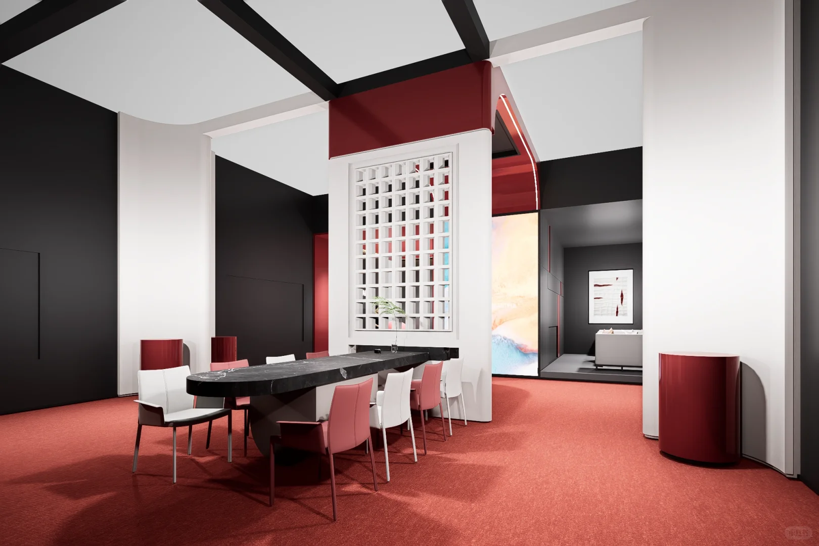 轻奢红配黑,展览展会展台设计策划搭!