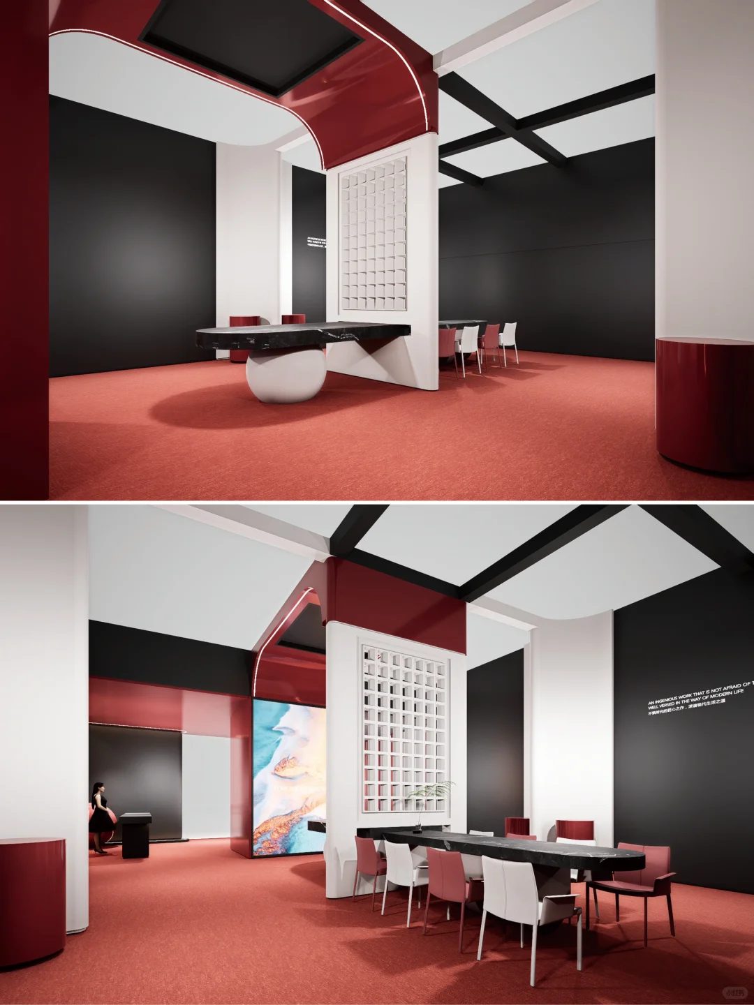 轻奢红配黑,展览展会展台设计策划搭!