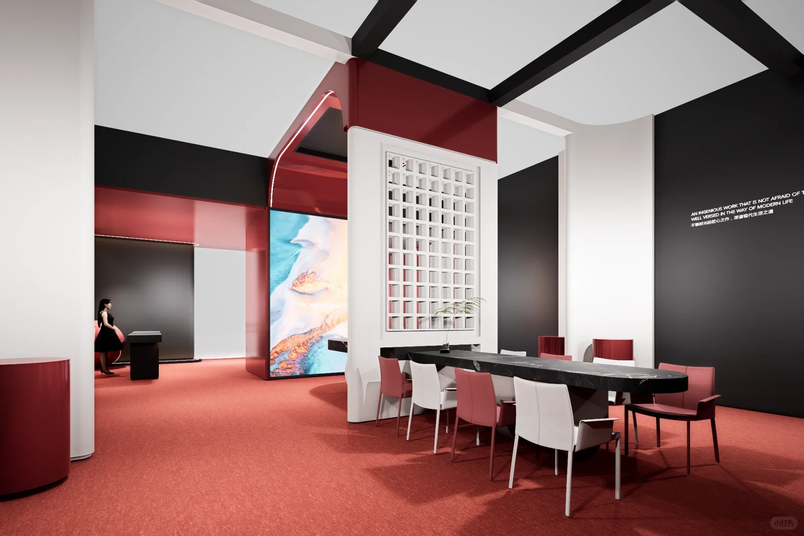 轻奢红配黑,展览展会展台设计策划搭!