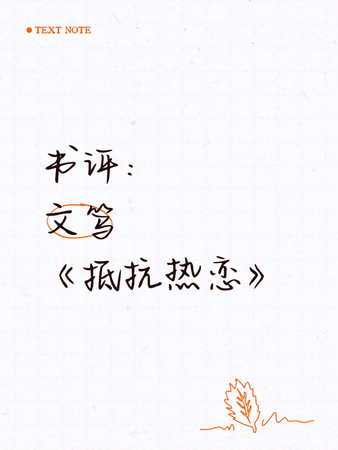 书评记录之文笃《抵抗热恋》