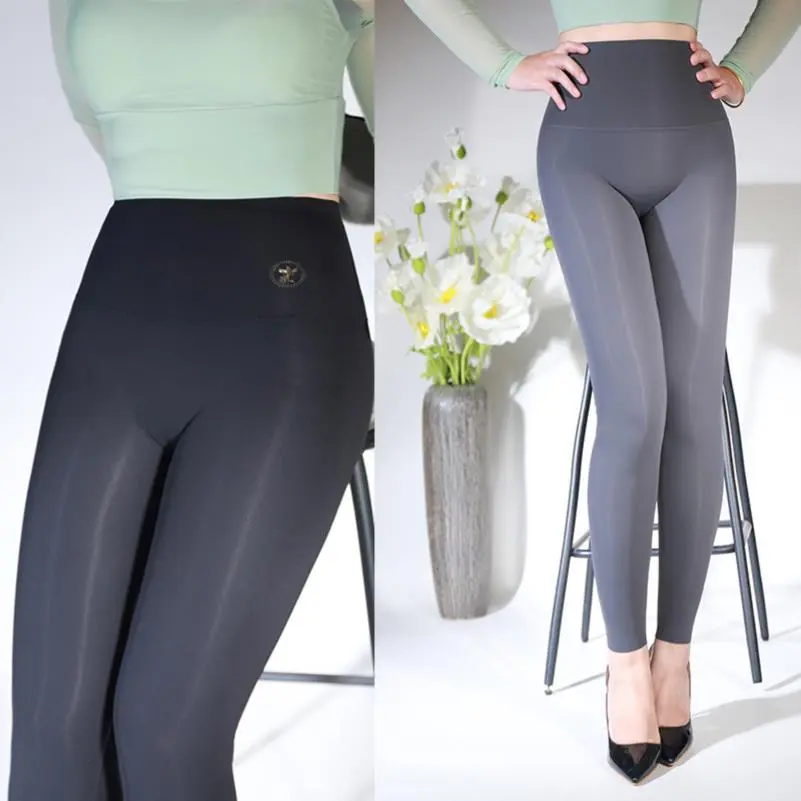 丝滑裸感薄款瑜伽裤高腰紧身提臀微压细腿春
