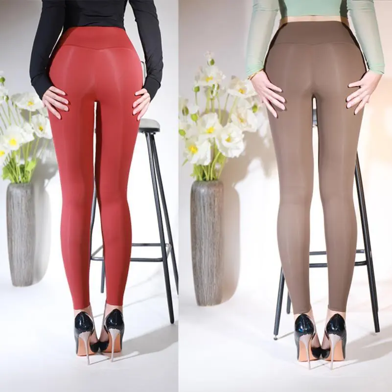 丝滑裸感薄款瑜伽裤高腰紧身提臀微压细腿春