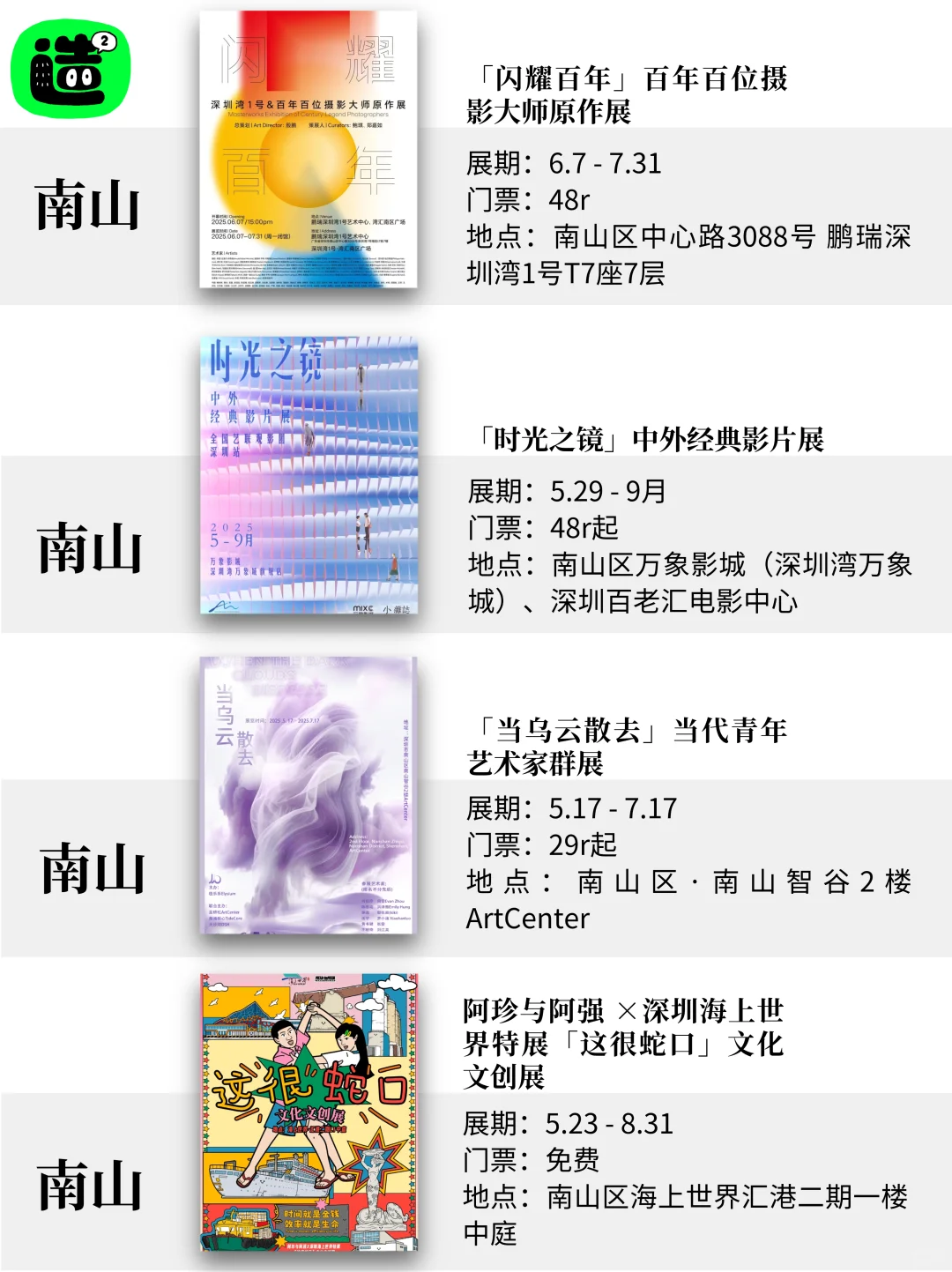 深圳7月展览！精选60个！超多免费新展！！