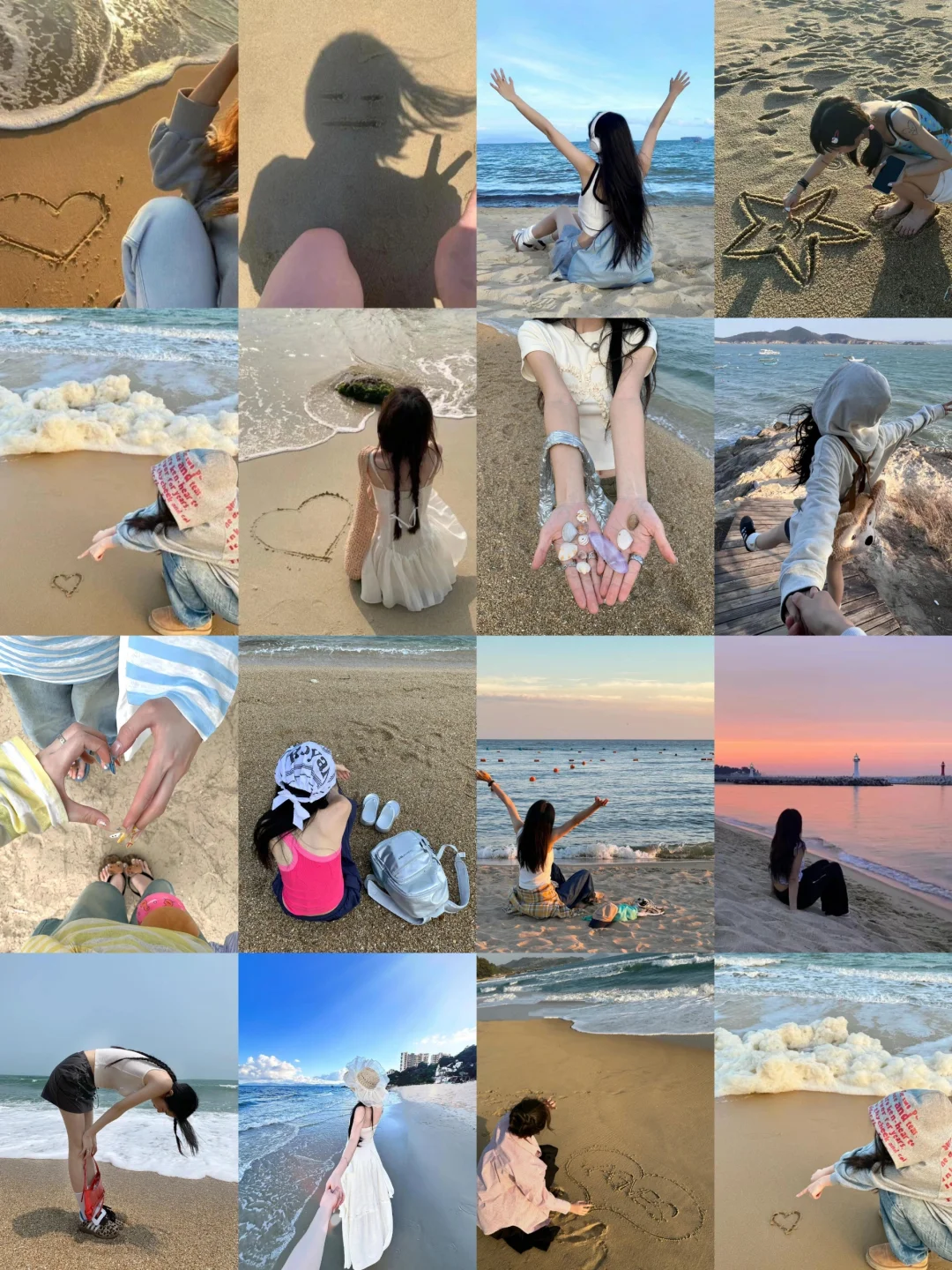 提前预习!!假期i人去海边不露脸拍照姿势