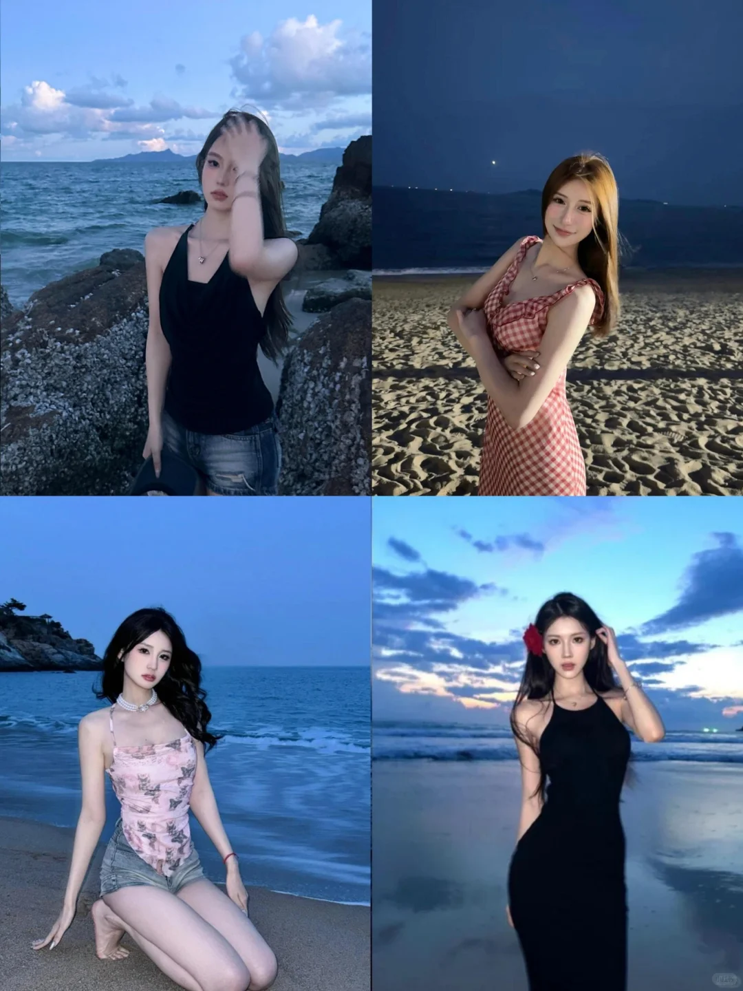 蓝调时刻万能拍照姿势?海边度假写真