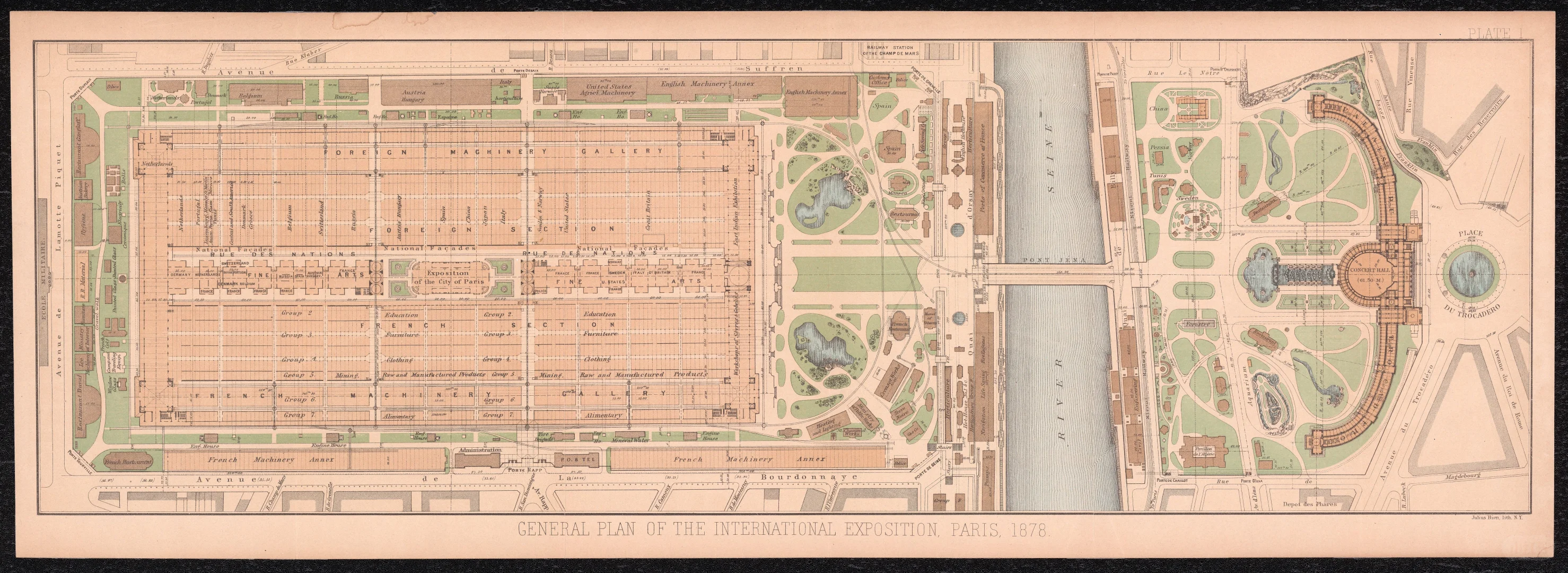 1878年巴黎万国博览会全景景观图与总平面图