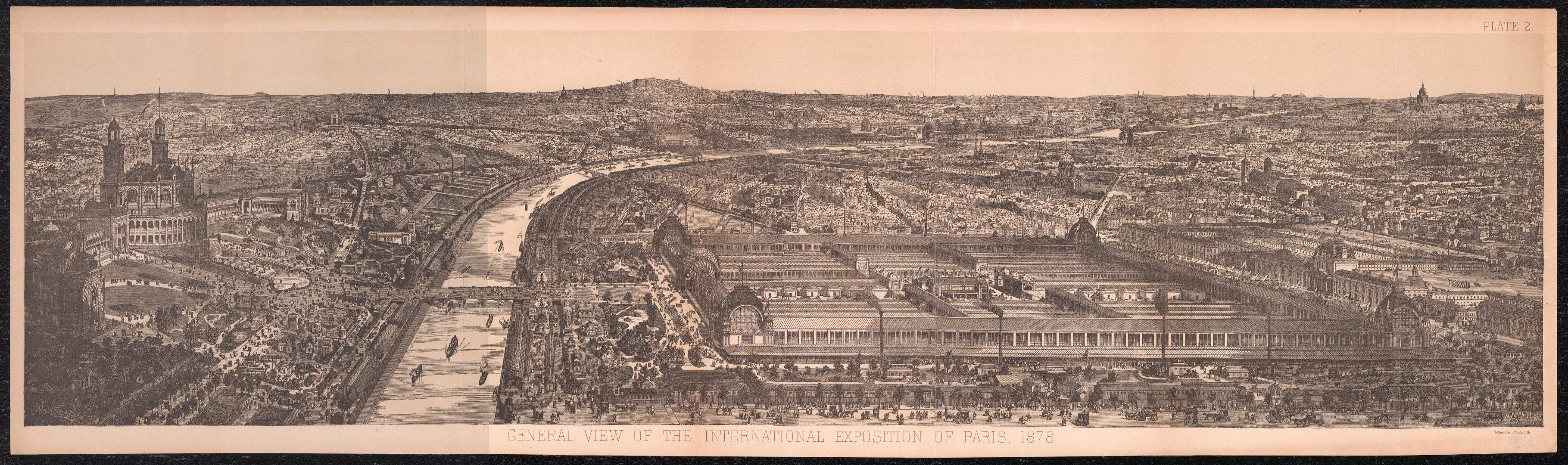 1878年巴黎万国博览会全景景观图与总平面图