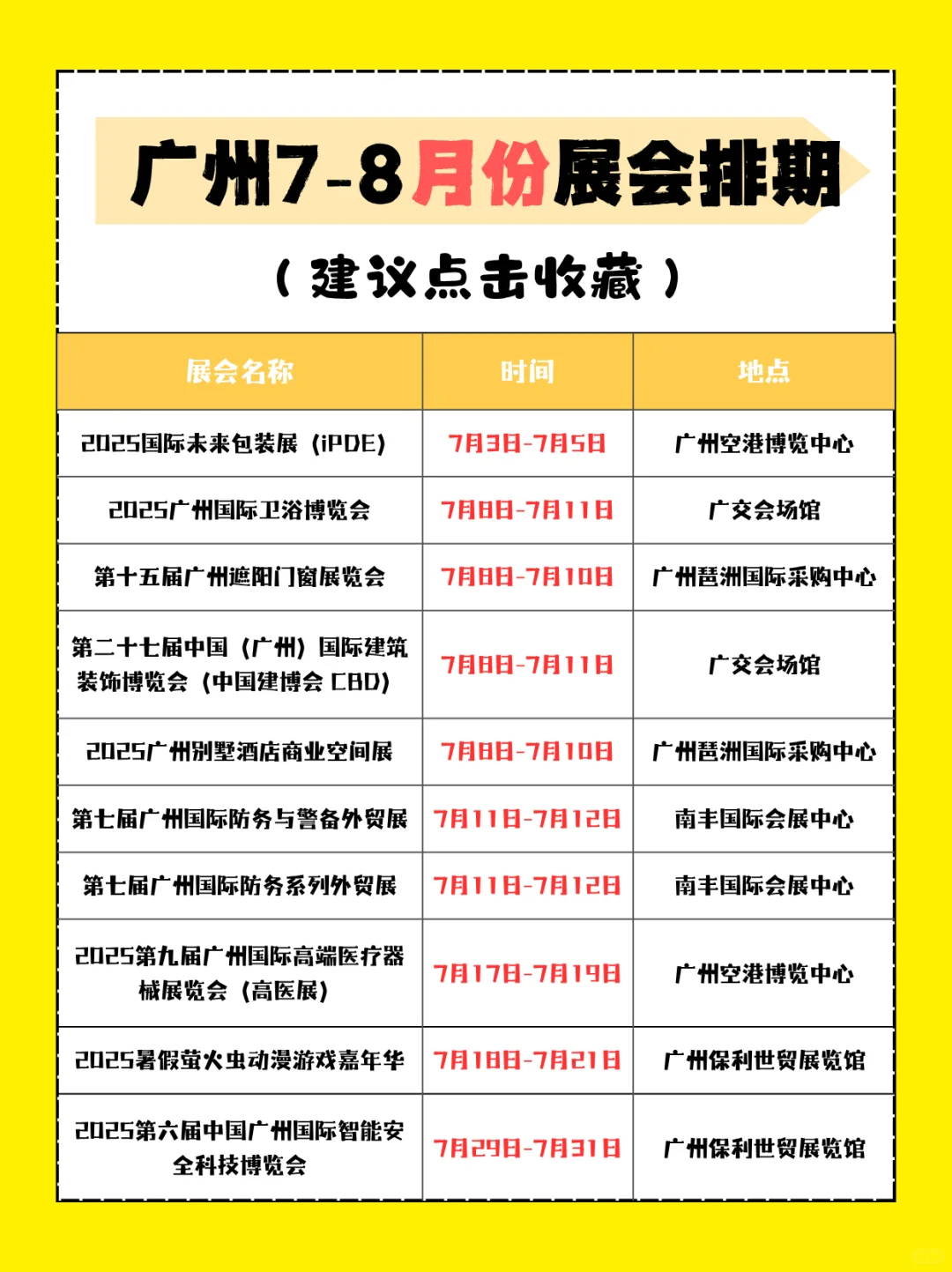 广州7-8月展会日历新鲜出炉?