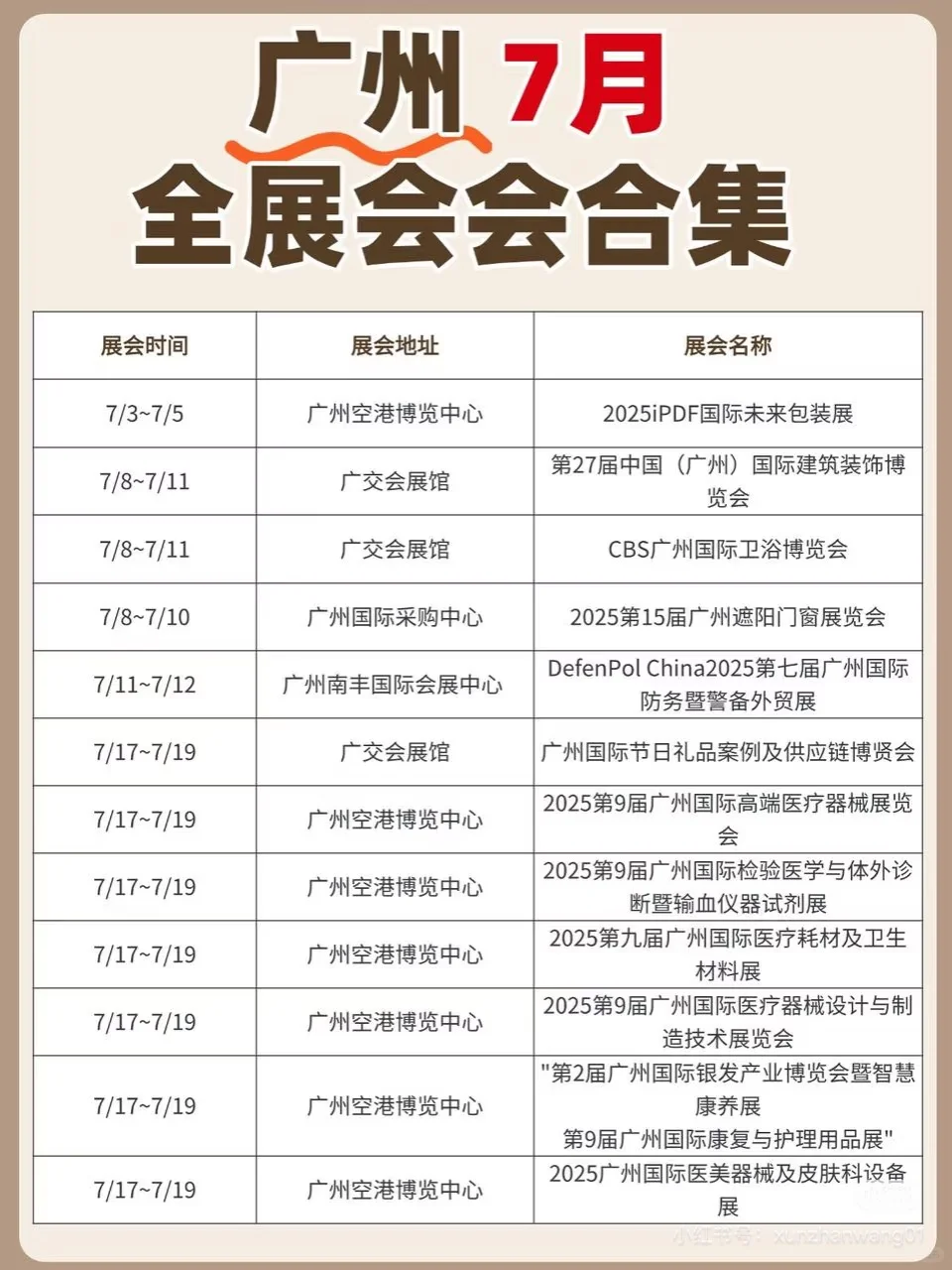 广州7月份展会排期